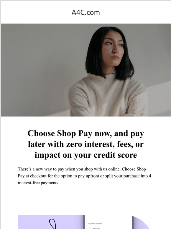 Buy Now, Pay Later, with A4C's Interest Free Payment Program