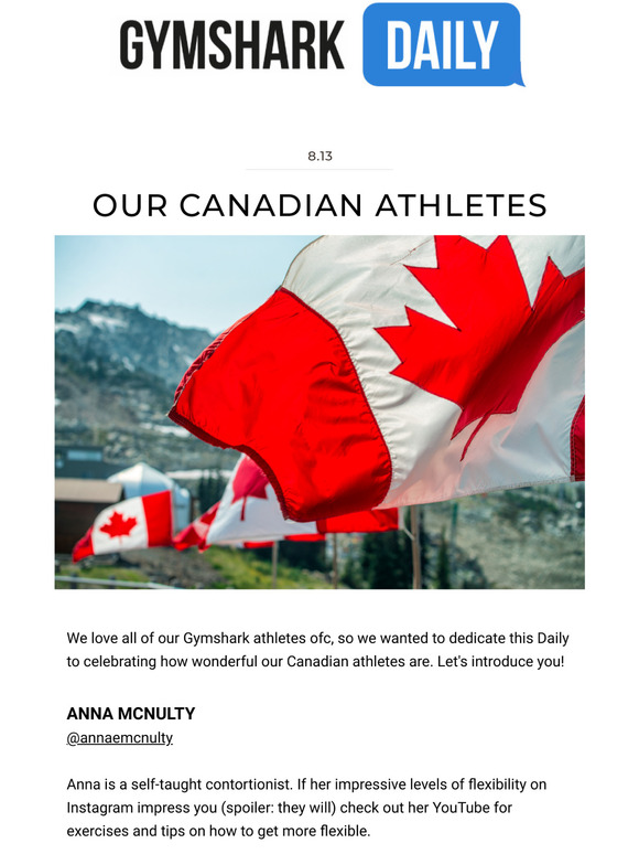 Gymshark 355 Say hello to our Canadian Athletes Milled