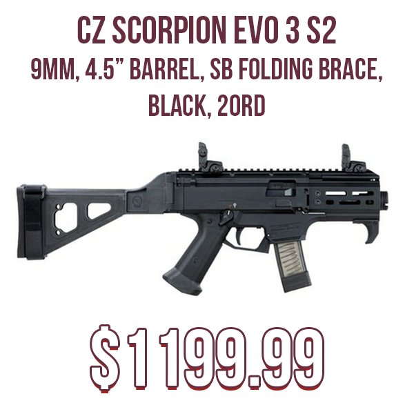 CZ Scorpion Evo 3 S2 available at Impact Guns!