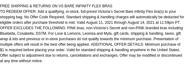 Victoria's Secret: Free Shipping & Returns on VS Bare Infinity Flex Bras