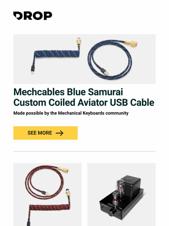 Drop: Mechcables Blue Samurai Custom Coiled Aviator USB Cable ...