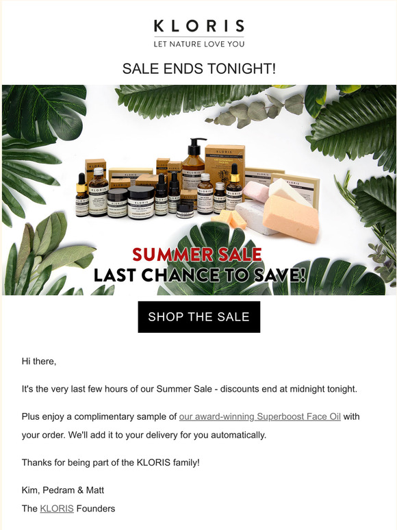 Sale Ends Tonight! Save Up To 40%!