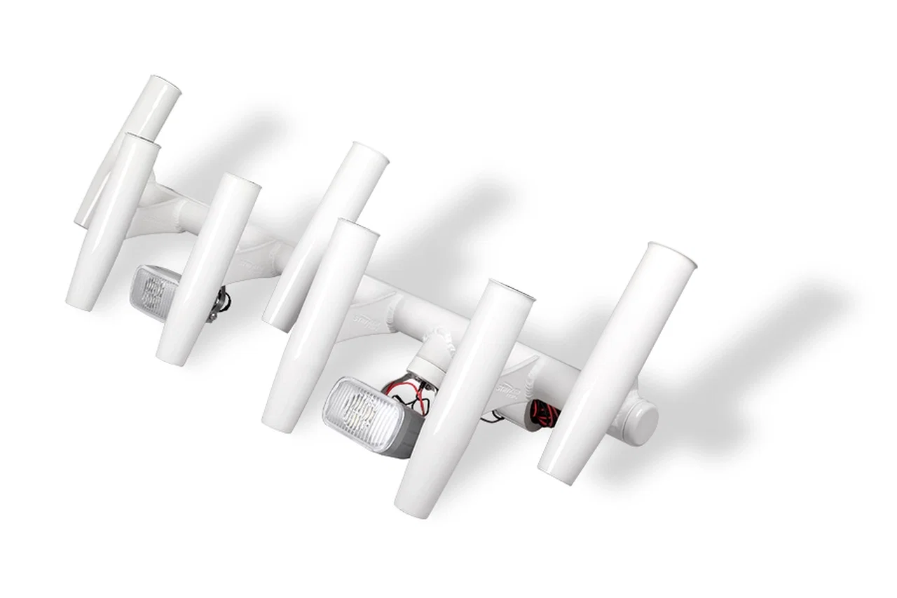 White 7 Rod Rocket Launcher with 2 LED Deck Flood Lights