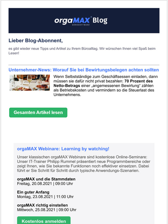 Unternehmer-News: Worauf Sie bei Bewirtungsbelegen achten sollten