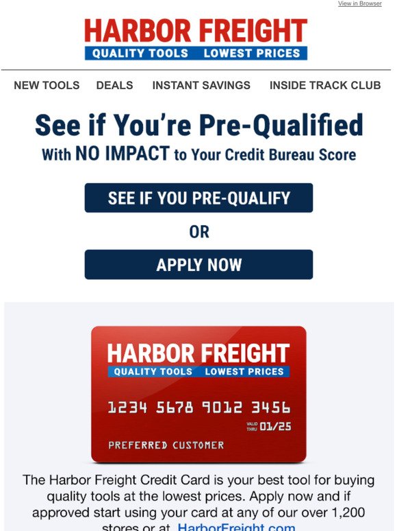 See if You're Pre-Qualified for The Harbor Freight Credit Card - With ...