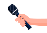 A hand holding a microphone