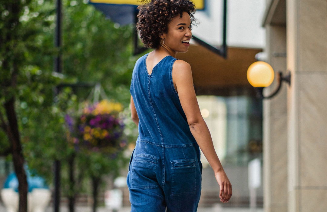 DUER: It's BACK: Women's Denim Jumpsuit