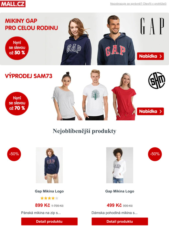 Americk legenda - mikiny GAP se slevou 50 %