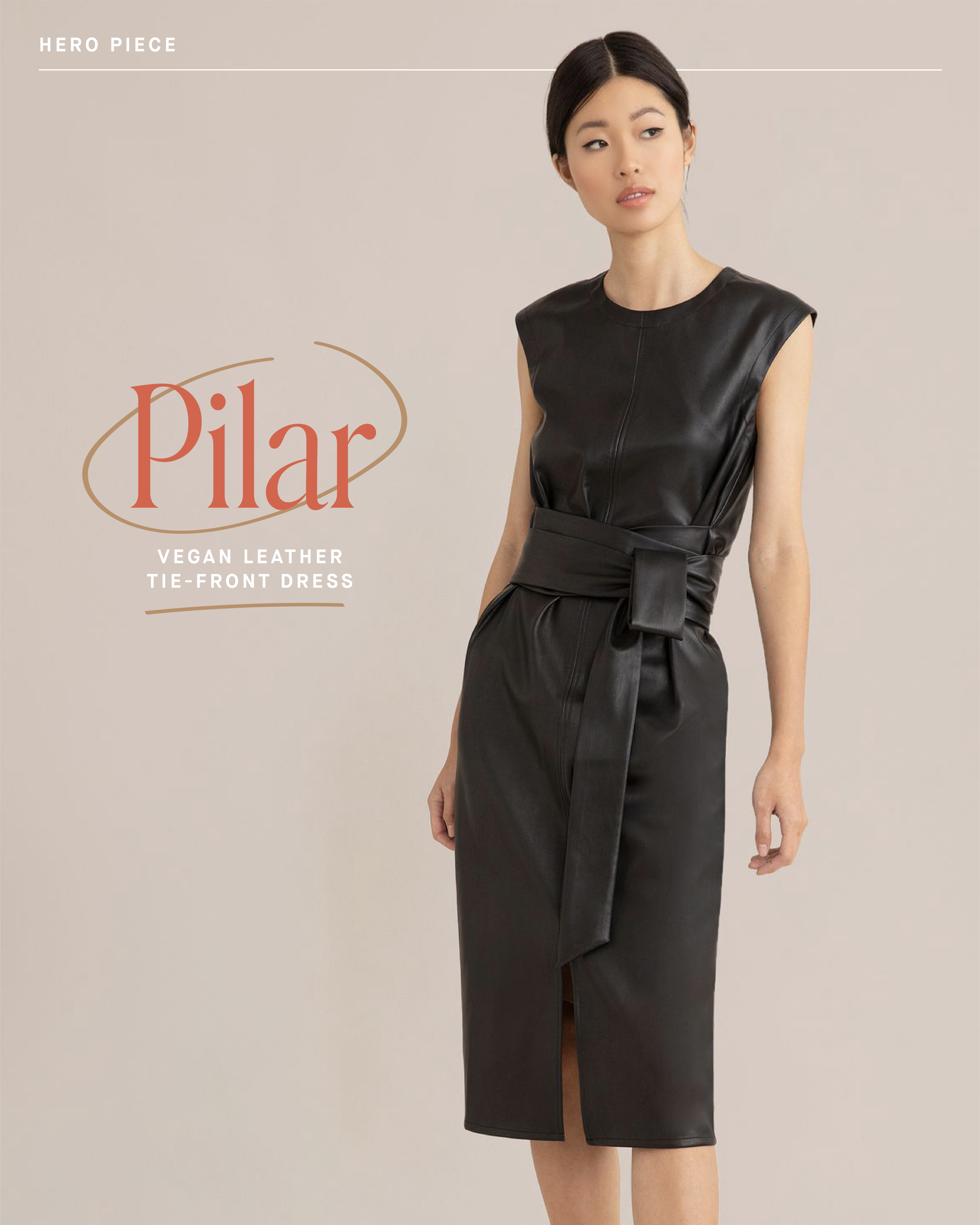 Pilar Vegan Leather Tie-Front Dress