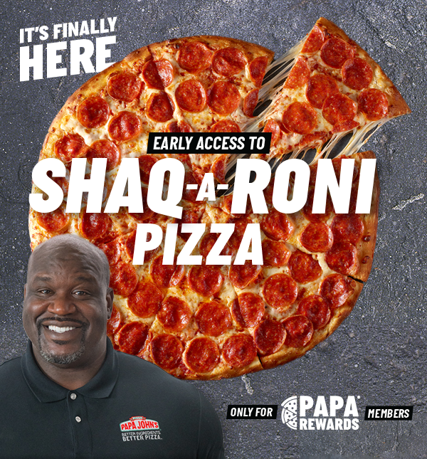 Papa Johns Looks to Help Relieve Hunger Through Sales of Its Shaq-a-Roni  Pizza