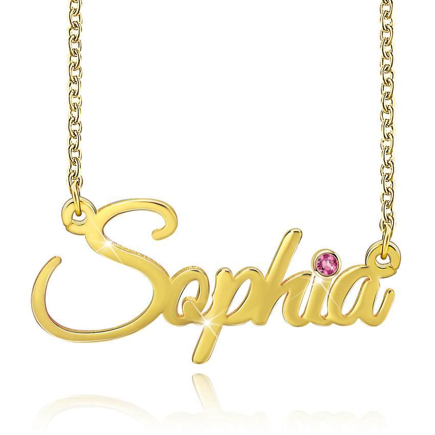 Personalized Name Necklace With Birthstone