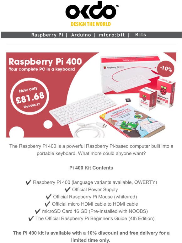 10% off the Raspberry Pi 400 kit - limited time deal!