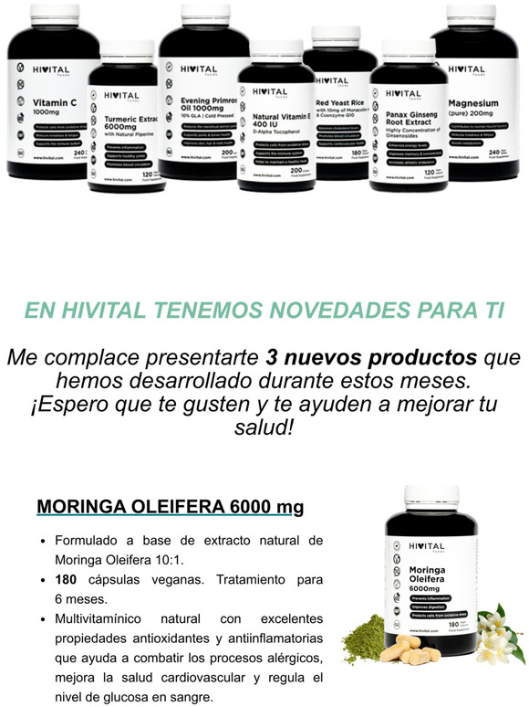 Nuevos Productos Moringa, Ashwagandha y Cola de Caballo