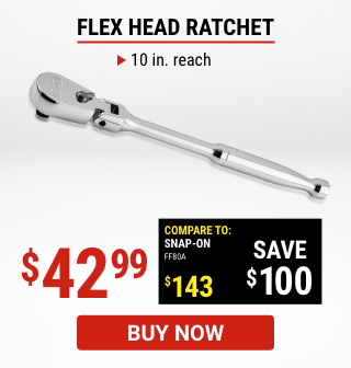 3/8 in. Drive Professional Long-Reach Flex-Head Ratchet with Comfort Grip
