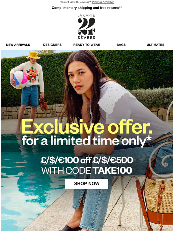 Enjoy an exclusive offer: $100 off