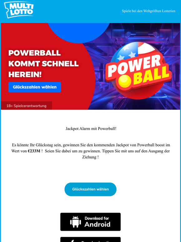 Powerball ist da mit einem Jackpot in Millionenhhe !