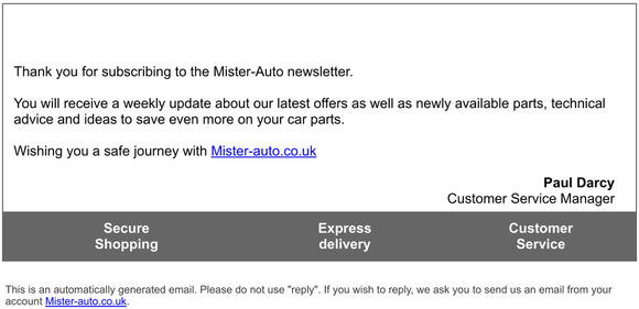 Newsletter subscription confirmation