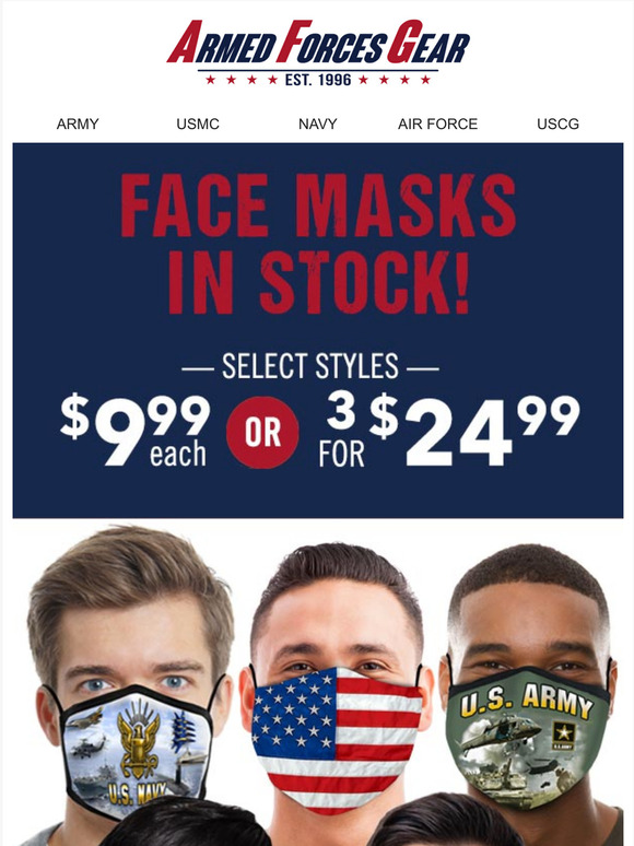 In Stock - Armed Forces Face Masks