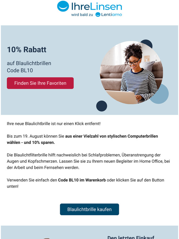 Nur heute! 10% Rabatt auf Blaulichtbrillen