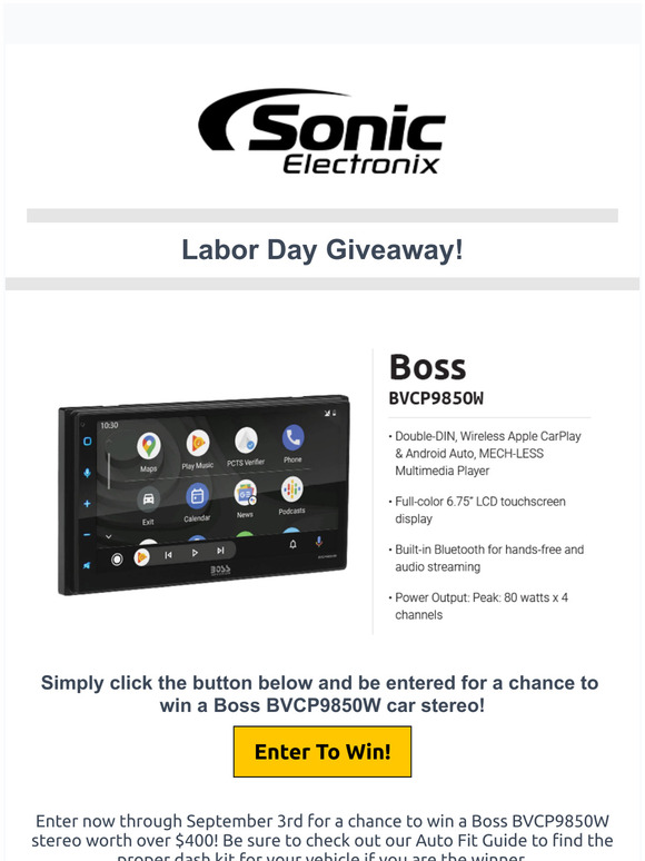 Sonic Electronix You Could Win A New Boss Head Unit! Milled