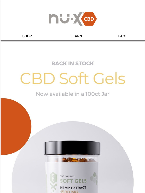 Just arrived: Nu-X CBD Soft-gel capsules 100ct
