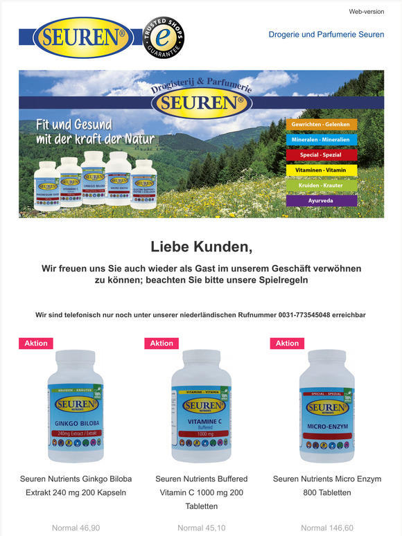 Sommerpreise im Geschft und OnlineShop Seuren Health