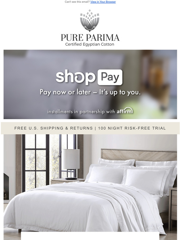 PureParima Order the Softest Sheets Now, Pay Later Milled