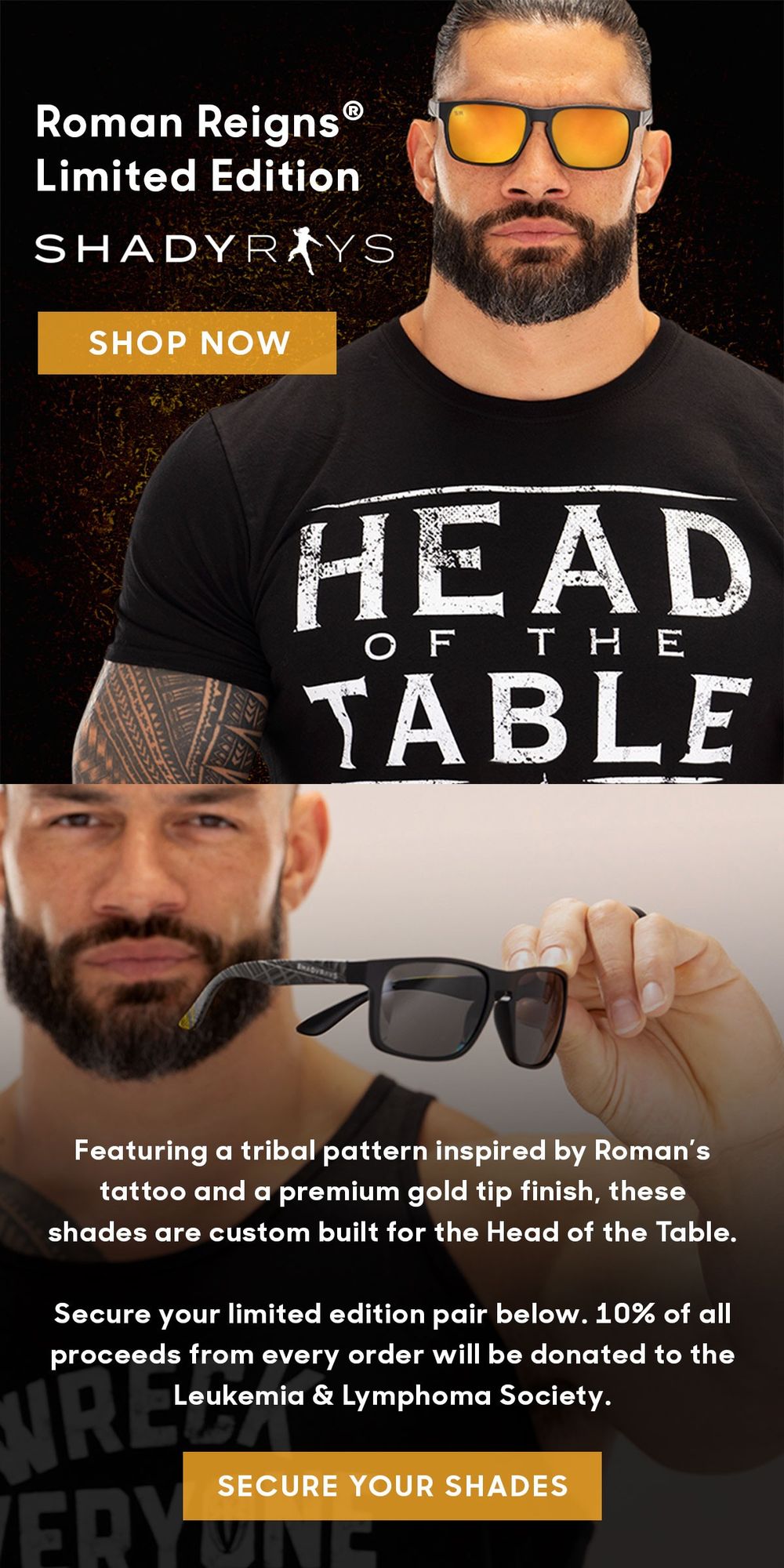 Shady Rays Reign WWE Shop: Roman Reigns x Shady Rays LIMITED EDITION Shades | Milled