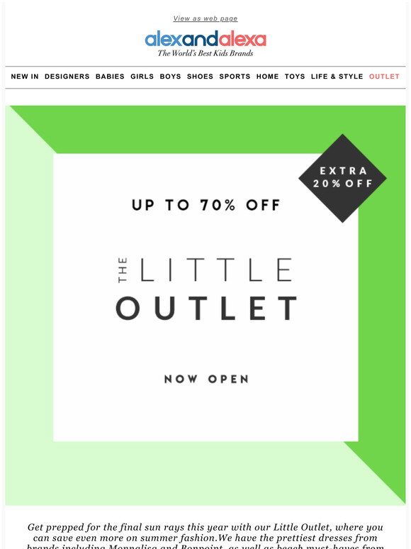 Alex and Alexa: Outlet up to 70% off + 20% extra off! | Milled