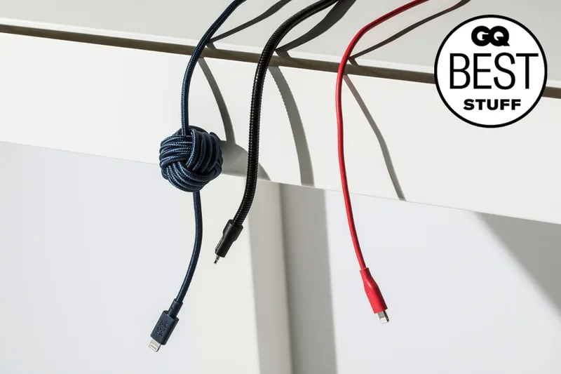 Some of our picks for the best iPhone chargers draped over a table