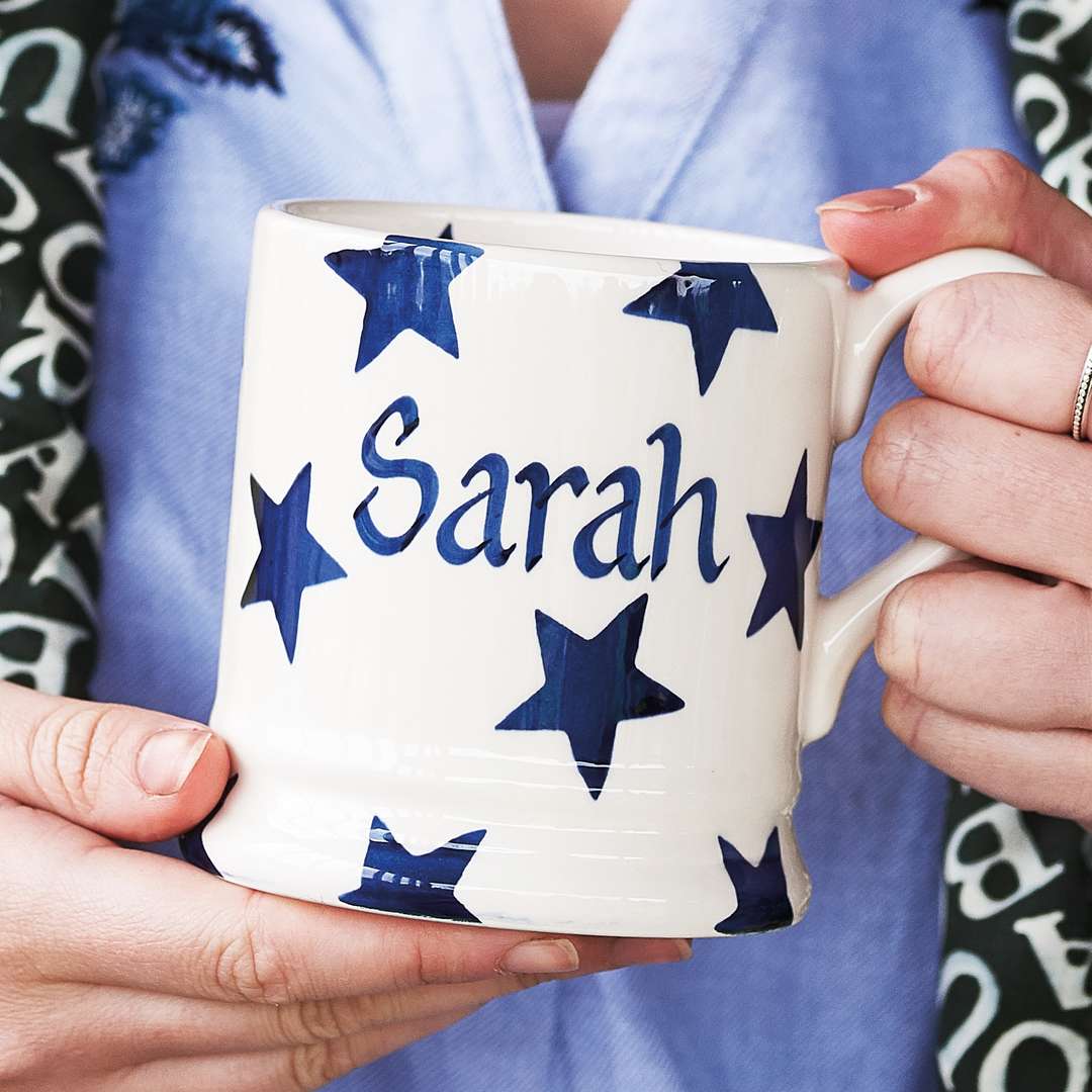 Personalised Blue Star 1/2 Pint Mug