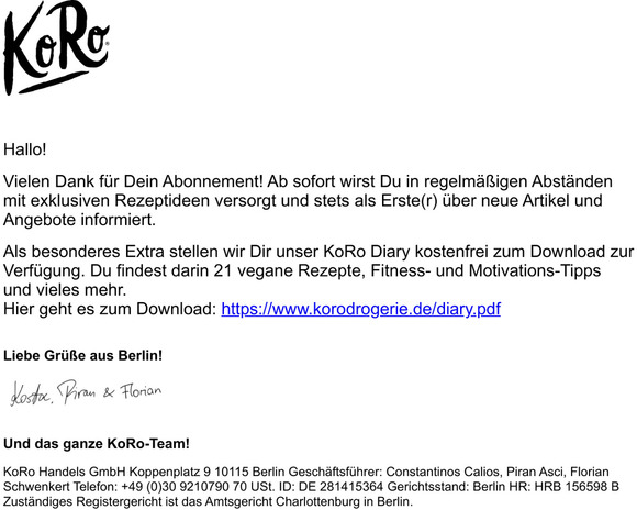 Vielen Dank fr Deine Newsletter-Anmeldung