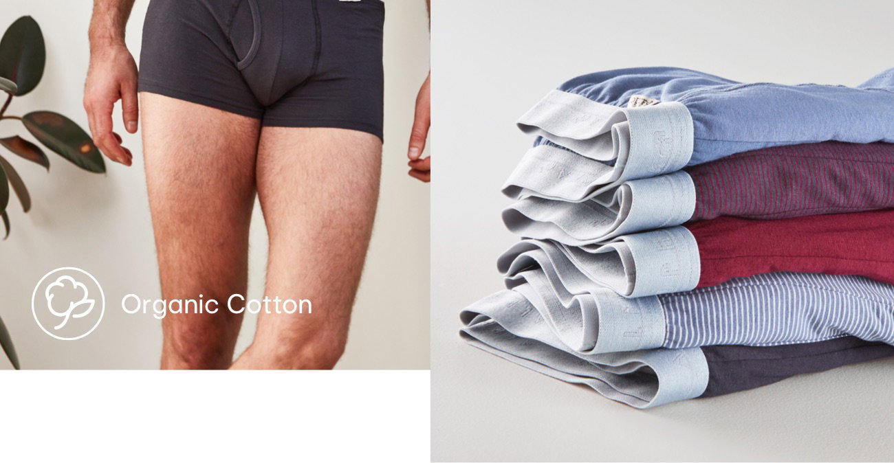 Mens 5pk organic cotton trunks $20.