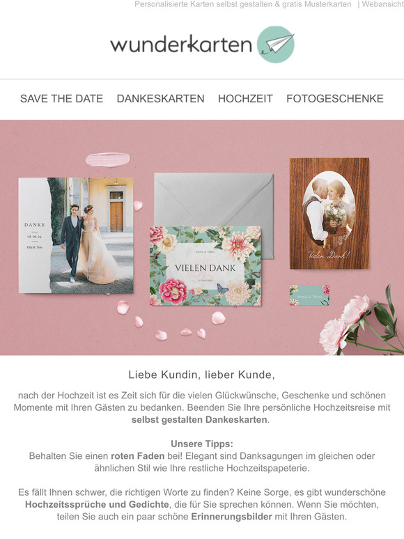 , Zeit sich fr das schne Hochzeitsfest zu bedanken!