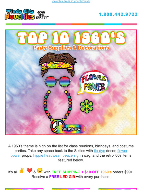 Windy City Novelties Top 10 Hippie Party Supplies Milled