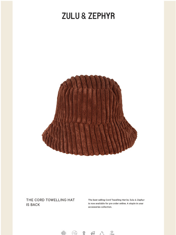 Zulu and Zephyr: Cord Towelling hats are back | Milled