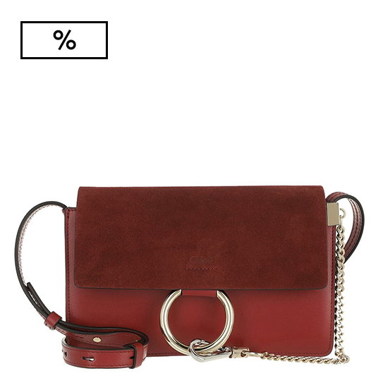 CHLOÉ Faye Shoulder Bag Suede Calfskin Smoked Red