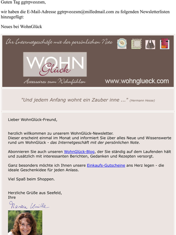 Willkommen beim WohnGlck-Newsletter
