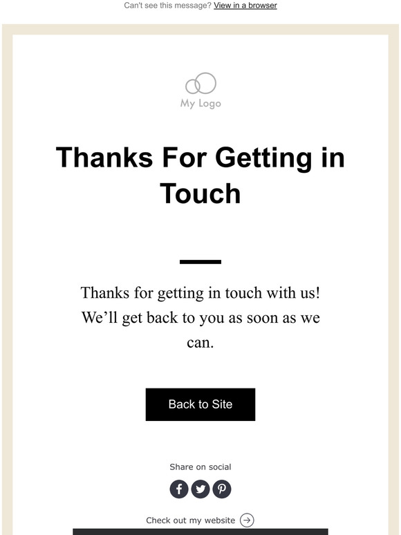 Thanks For Getting in Touch