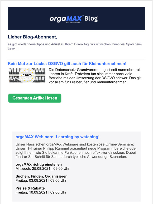 Kein Mut zur Lcke: DSGVO gilt auch fr Kleinunternehmen!