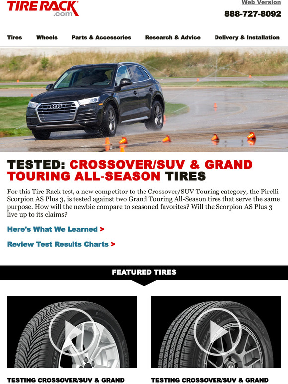 Tire Rack Tested Crossover/SUV & Grand Touring AllSeason Tires Milled