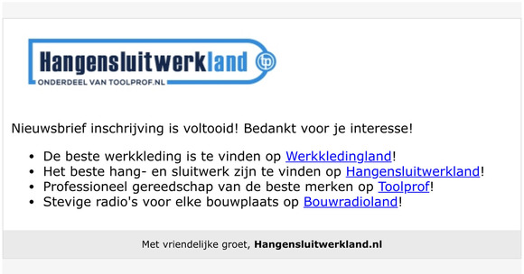 Inschrijving nieuwsbrief succesvol