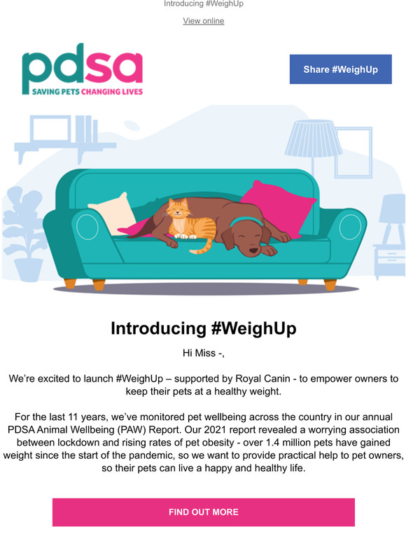 PDSA Introducing WeighUp Milled