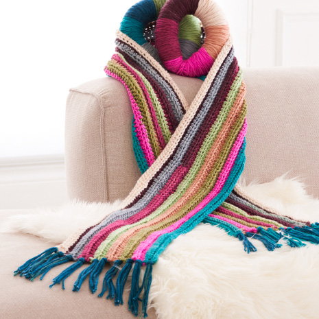 Caron Horizontal Stripes Crochet Scarf Image