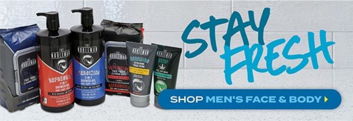 STAY FRESH — shop men's face & body