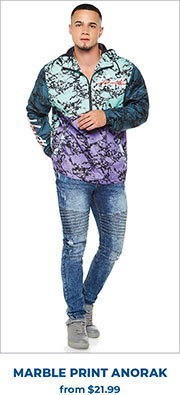 Colorblock Marble Print Anorak