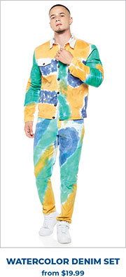 Watercolor Denim Jacket and Jeans Set