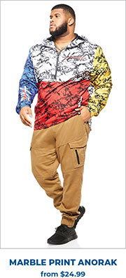 Colorblock Marble Print Anorak