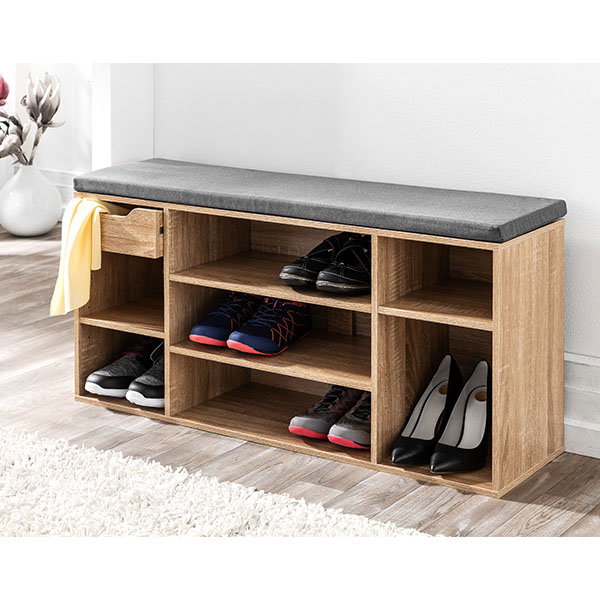 Kesper Schuhschrank mit Sitzkissen und Schublade, Sonoma Eiche