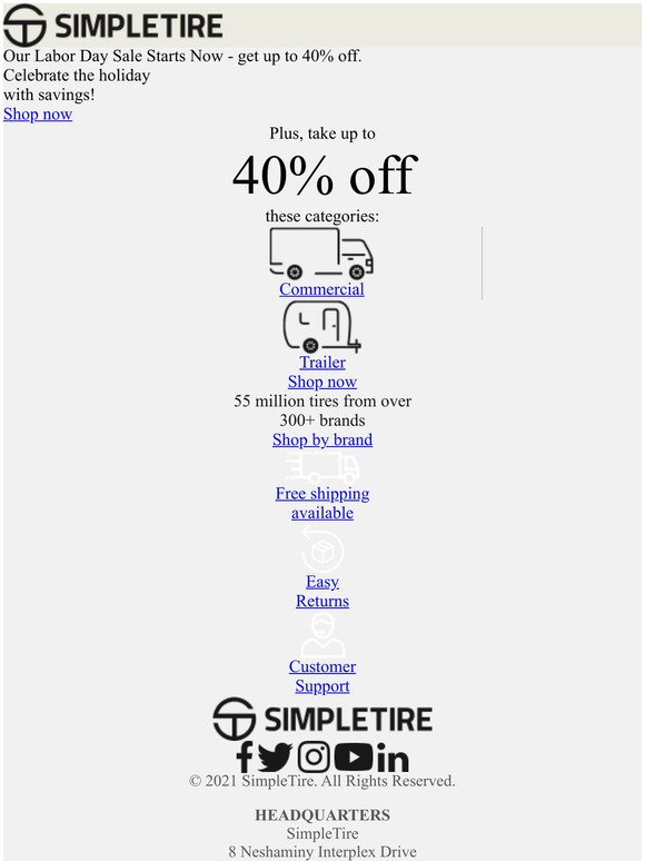 SimpleTire (US): Labor Day Sale Starts Now: Get Up to 40% ...